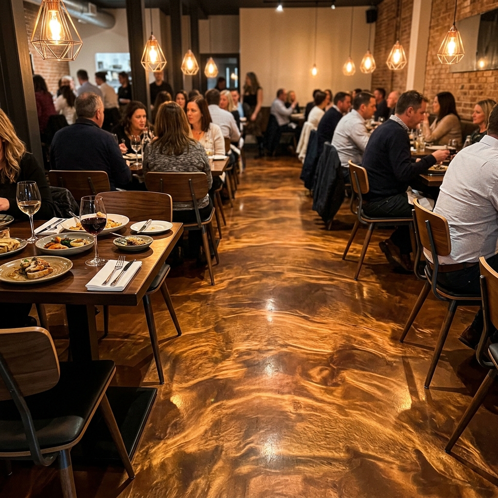 Sol époxy décoratif métallique - Restaurant